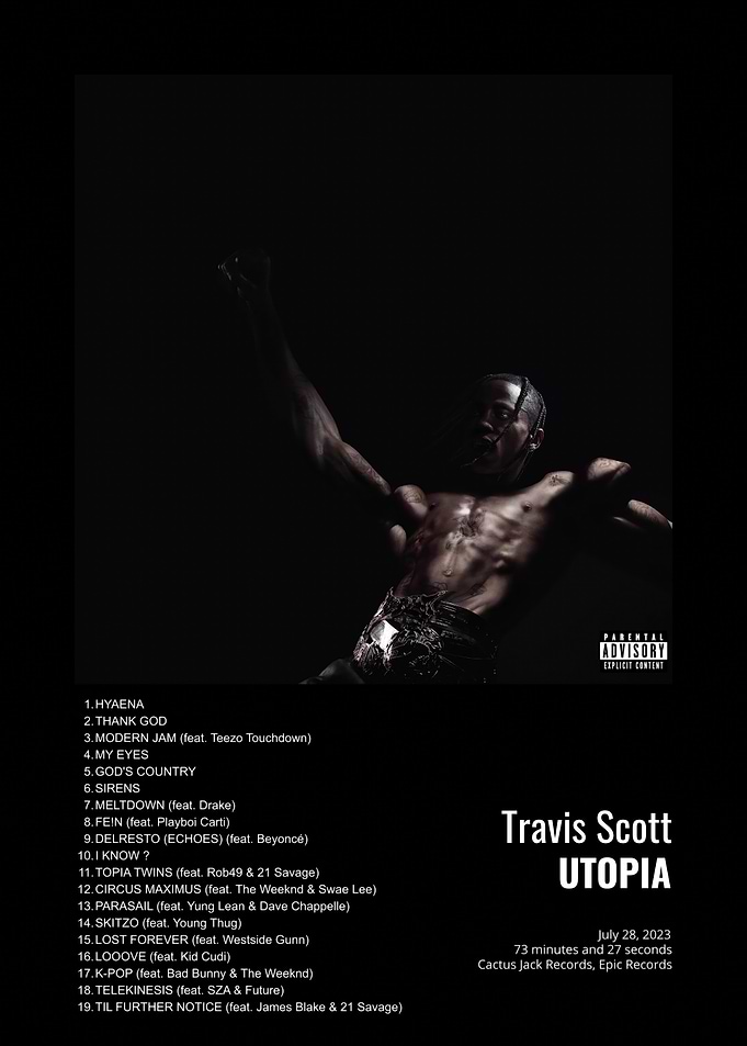 Travis Scott Utopia Album Tracklist Poster