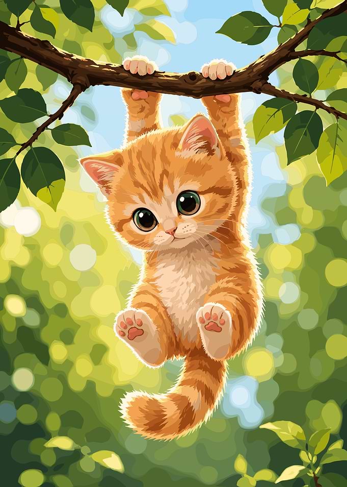 Cute Orange Tabby Kitten Hanging