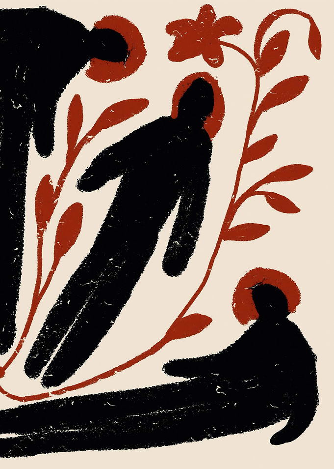 We Learn Each Other Slowly- Abstract Figures and Floral Elements