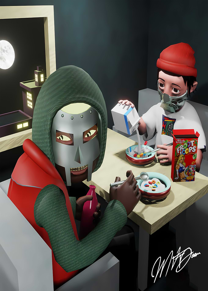 MF DOOM and Character Eating Cereal
