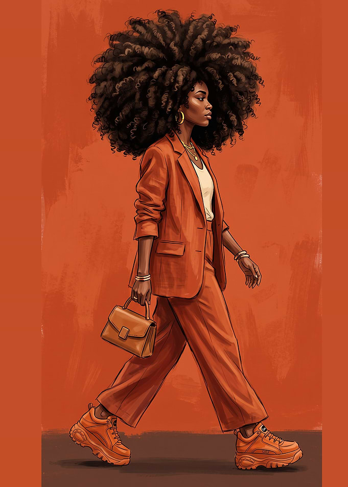 Stylish Woman in Monochrome Orange Suit