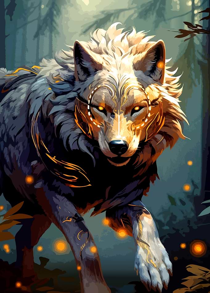 Mystical Glowing Forest Wolf
