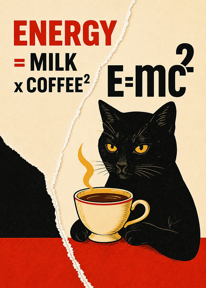 Funny Black Cat Coffee Physics Poster
