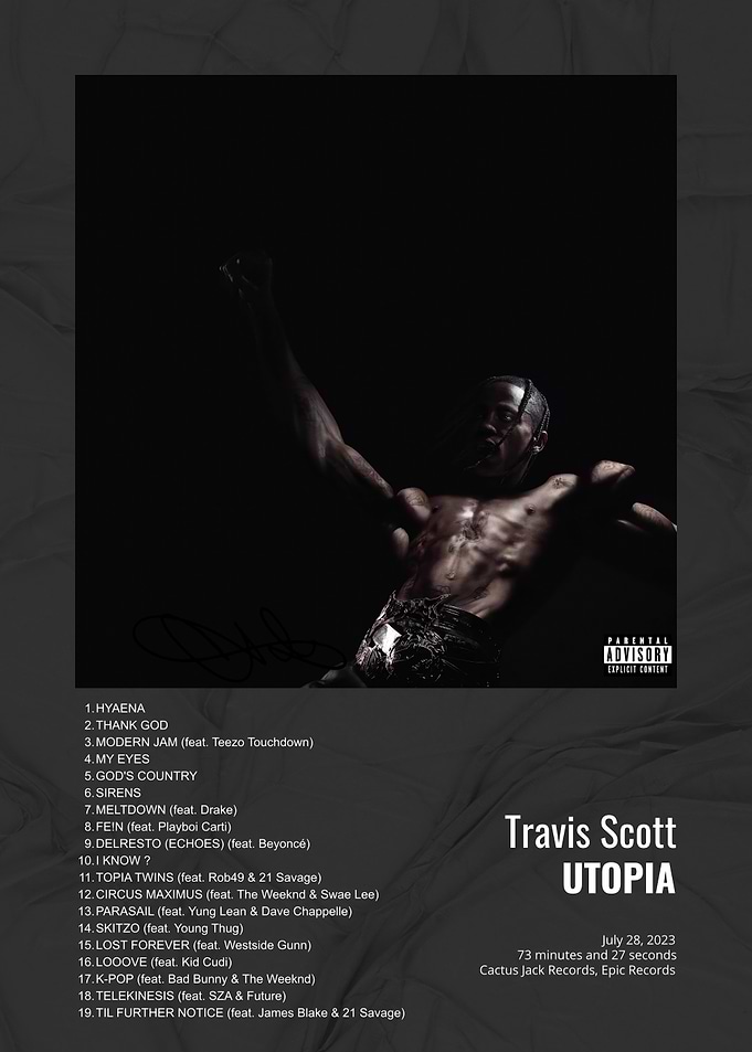 Travis Scott Utopia Album Tracklist Poster