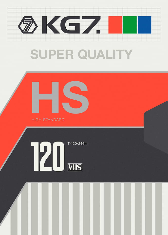 Vintage KG7 VHS Tape Label Design