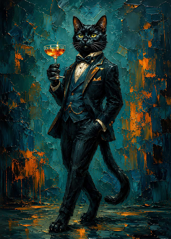 Dapper Black Cat in Tuxedo