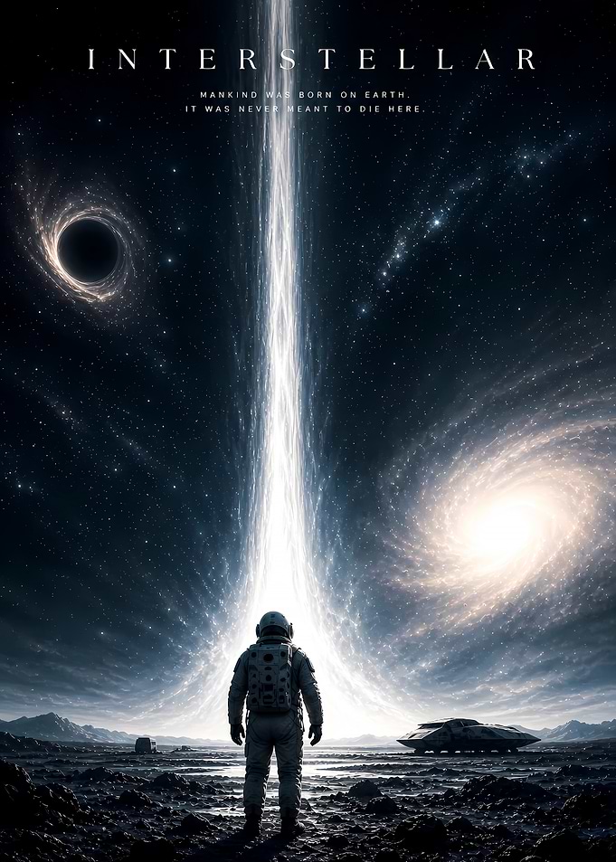 Interstellar Movie Poster Astronaut Space Scene
