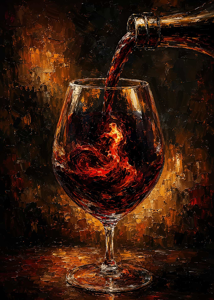 Pouring Red Wine Oil Painting