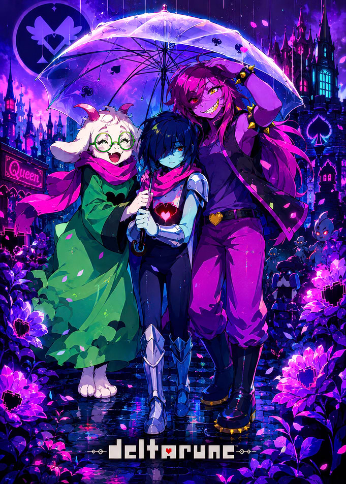 Deltarune Characters Under Umbrella