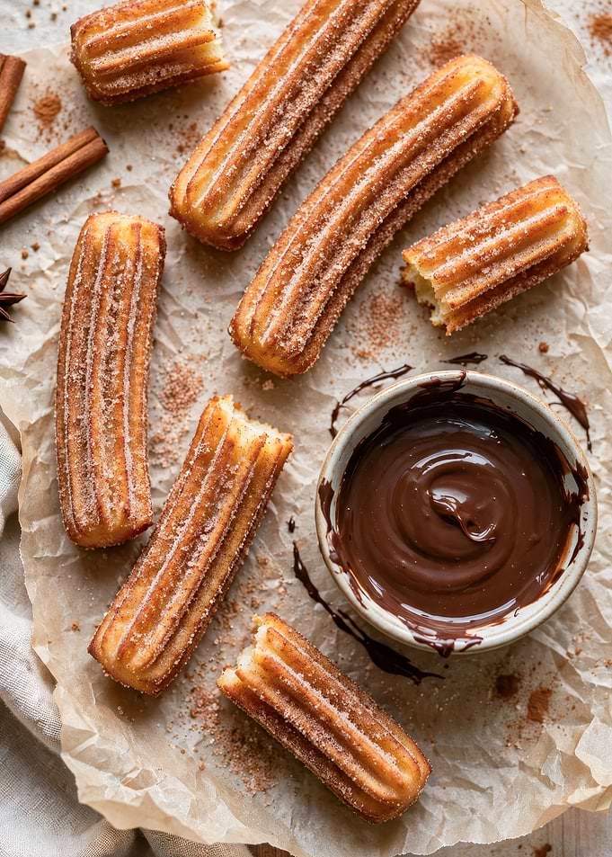 Fresh Churros with Chocolate Dipping Sauce