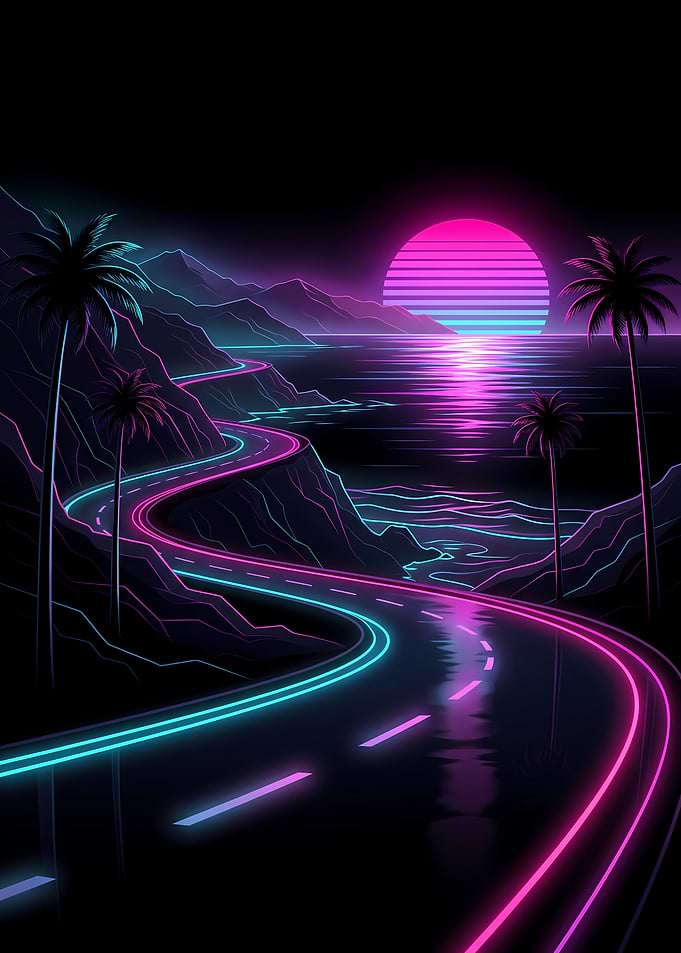 Neon Coastal Highway