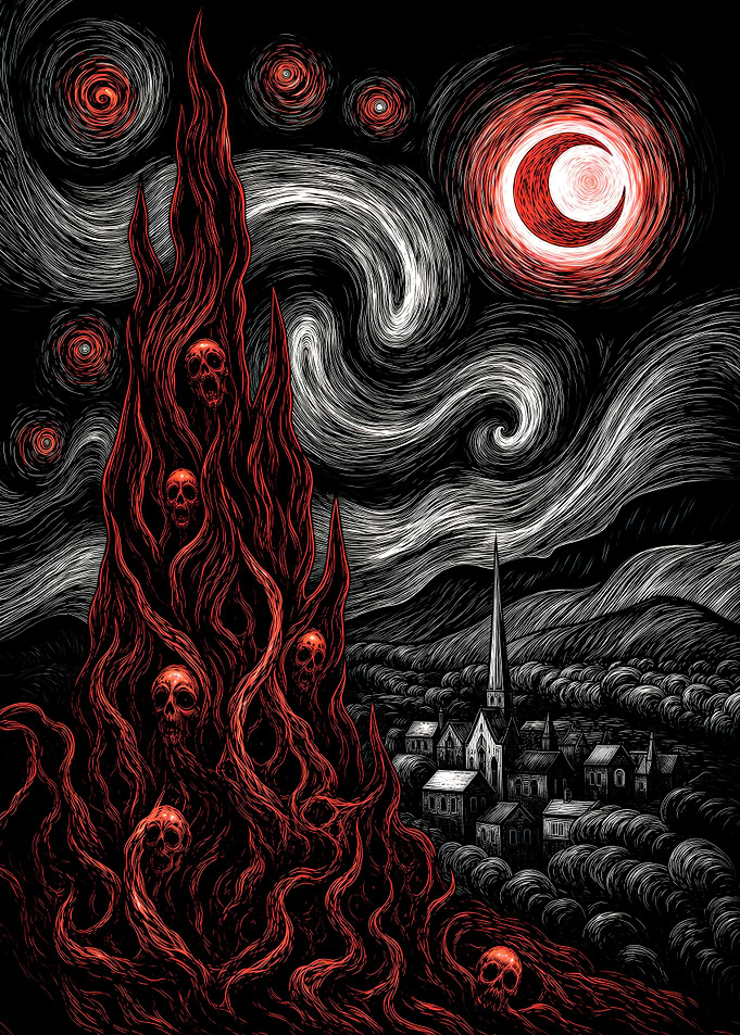Dark Surrealist Starry Night
