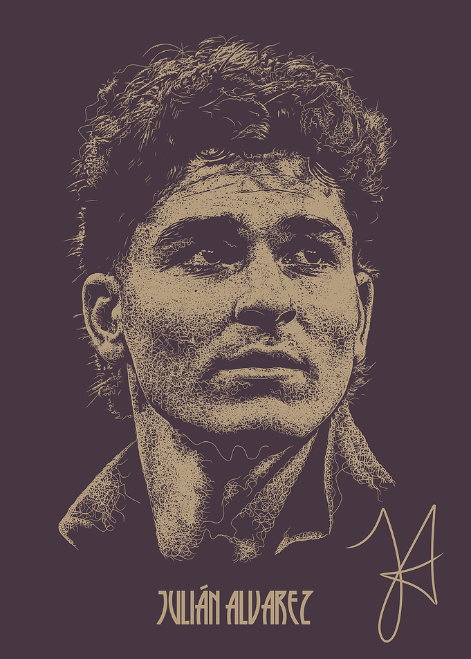 Julián Álvarez Stippled Portrait Poster