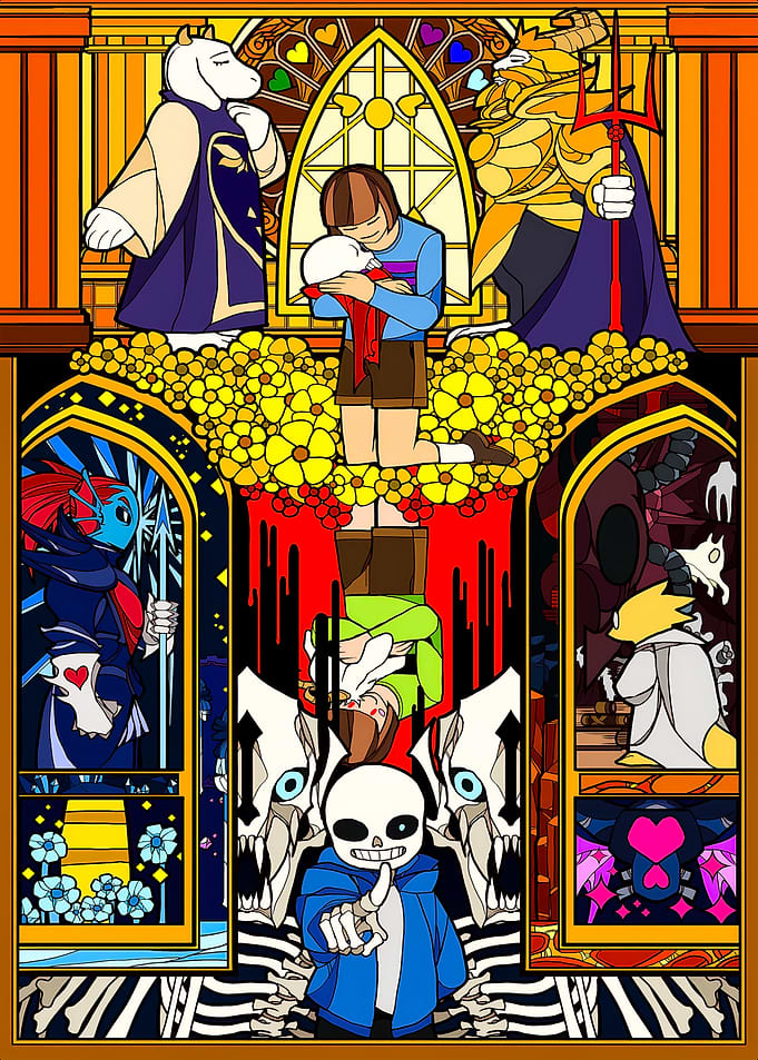 Undertale Stained Glass Character Collage
