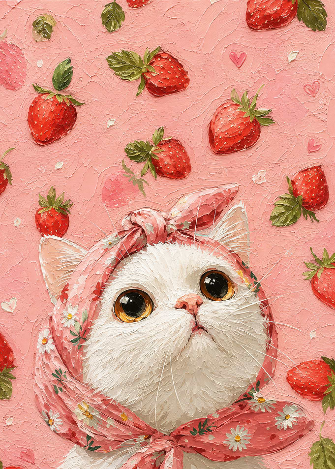 Cute Cat Wearing Floral Headscarf