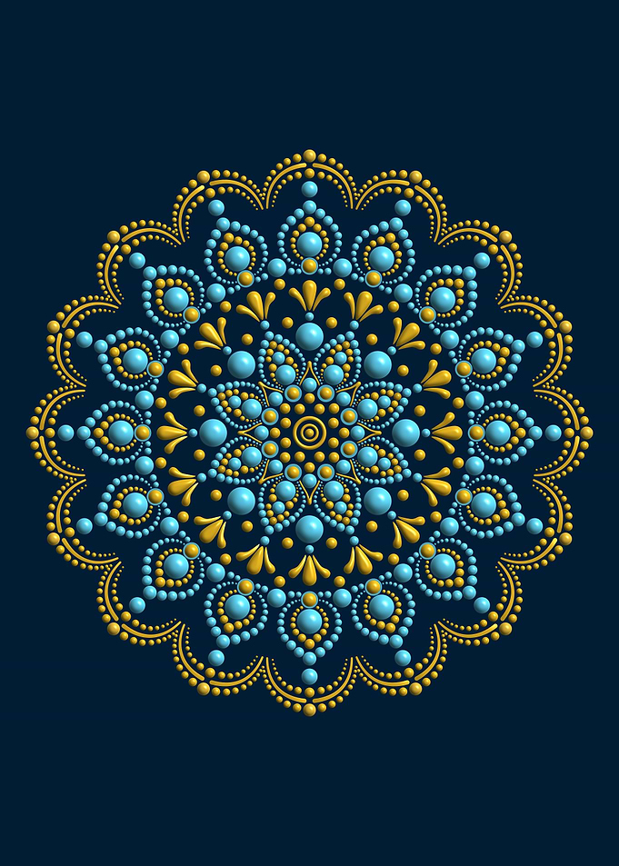 Blue and Gold Dot Mandala