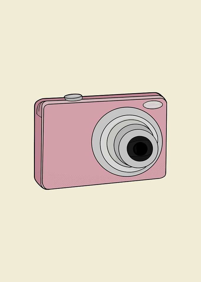 Minimalist Pink Digital Camera Illustration
