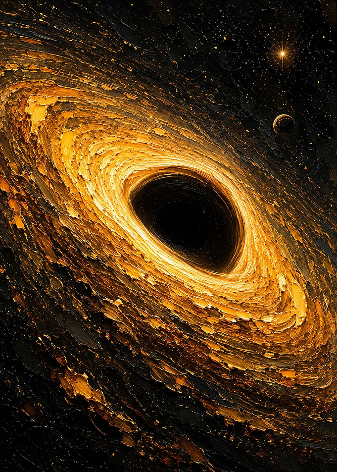 Impasto Oil Painting of Black Hole