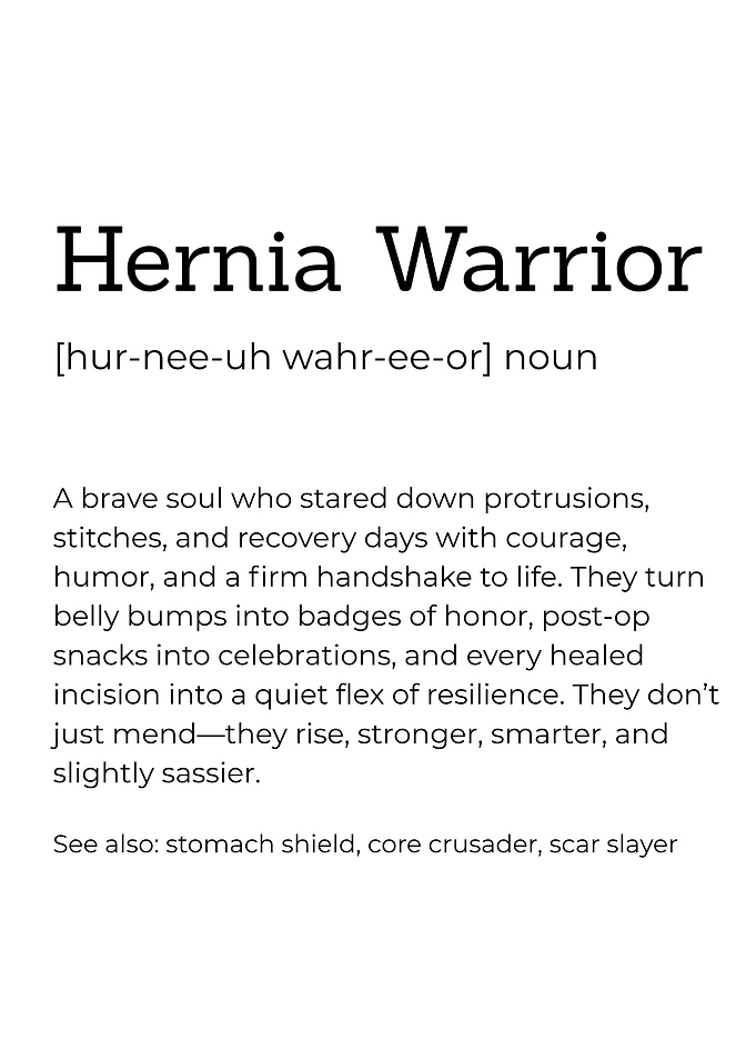 Hernia Warrior Printable, Hernia Surgery Recovery Definition Poster