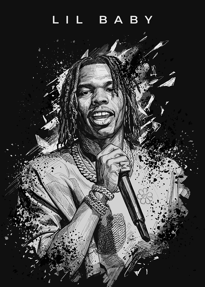 Lil Baby Black and White Portrait