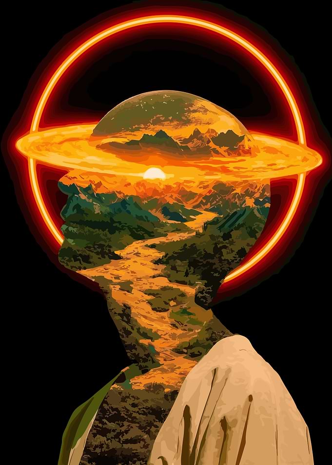 Surreal Landscape Silhouette Portrait