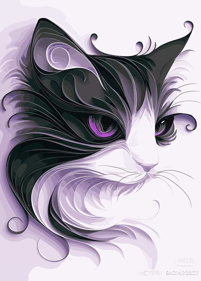 Stylized Paper Quilling Cat Portrait