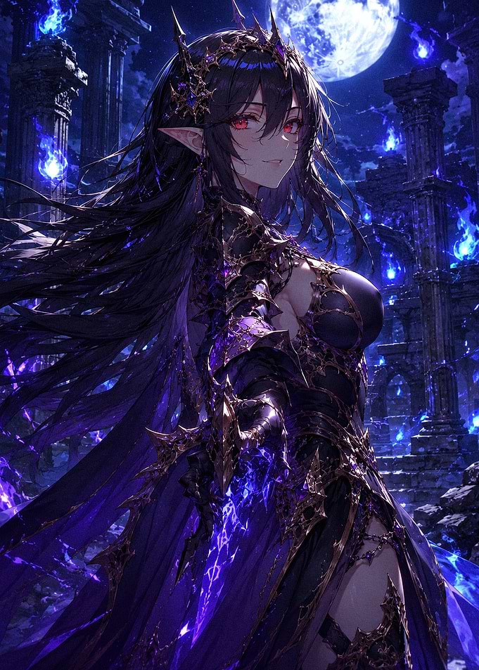 Dark Elf Queen in Ruined Temple