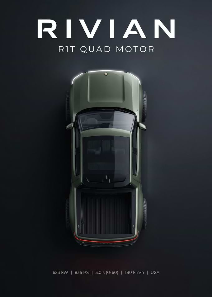 Rivian R1T Quad Motor Top View
