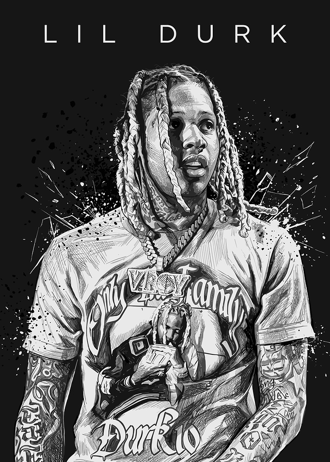 Lil Durk Black and White Portrait