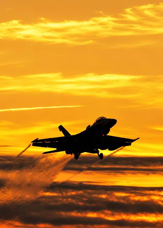 F/A-18 Hornet Silhouette at Sunset