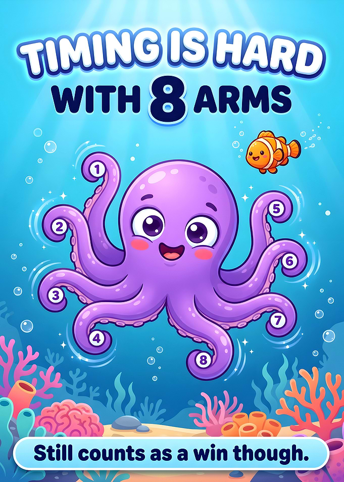 Cute Octopus Gaming Illustration