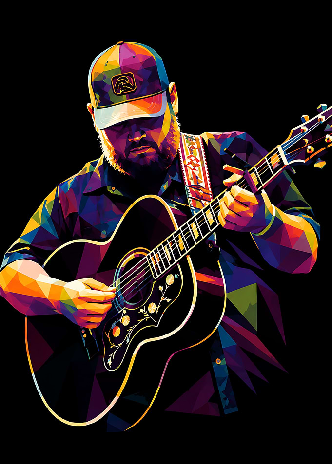 Low Poly Acoustic Guitarist Portrait