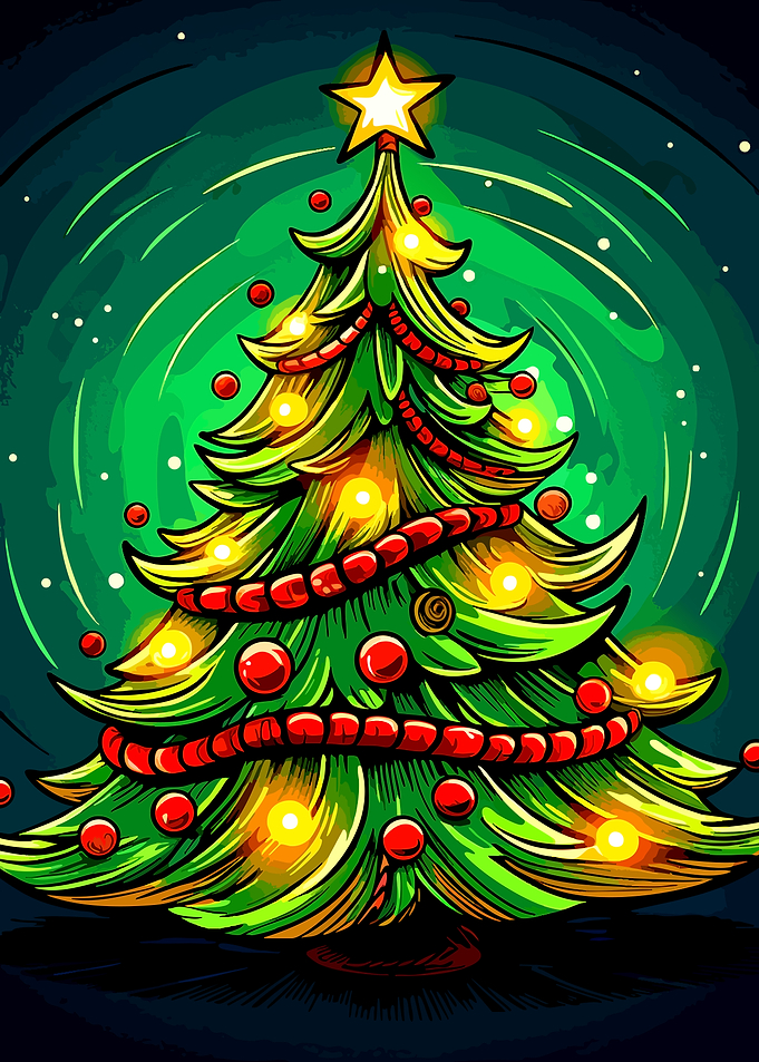 Vibrant Illustrated Christmas Tree