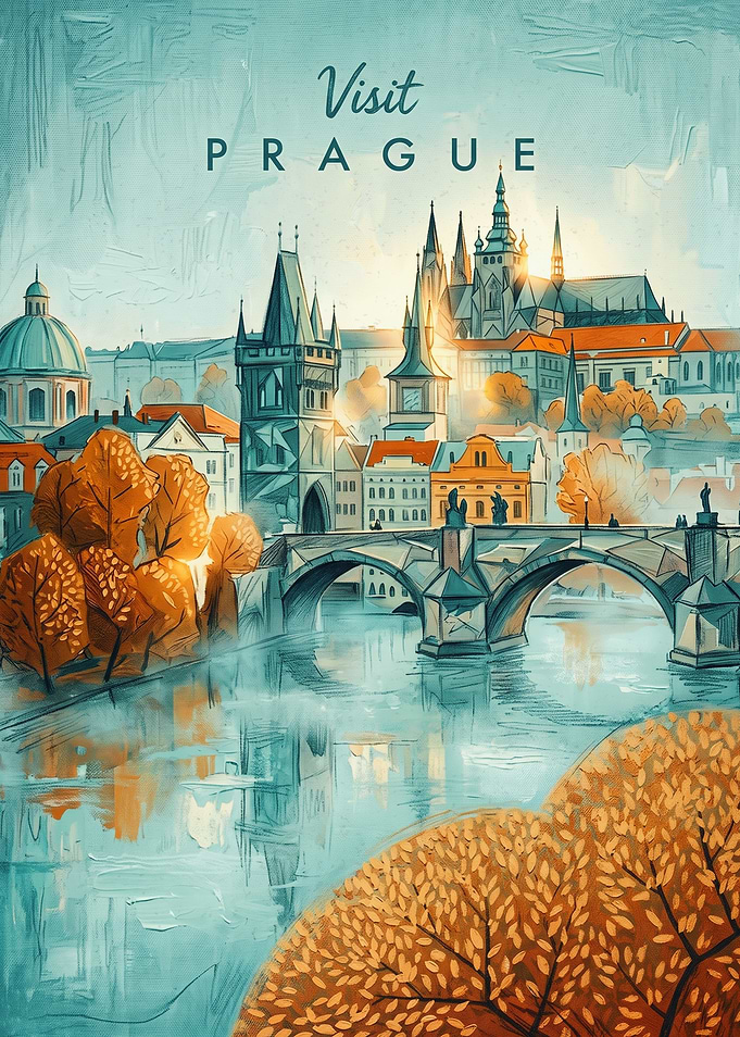 Visit Prague Travel Poster