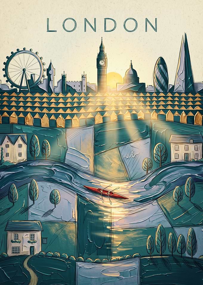 London Skyline Artistic Travel Poster
