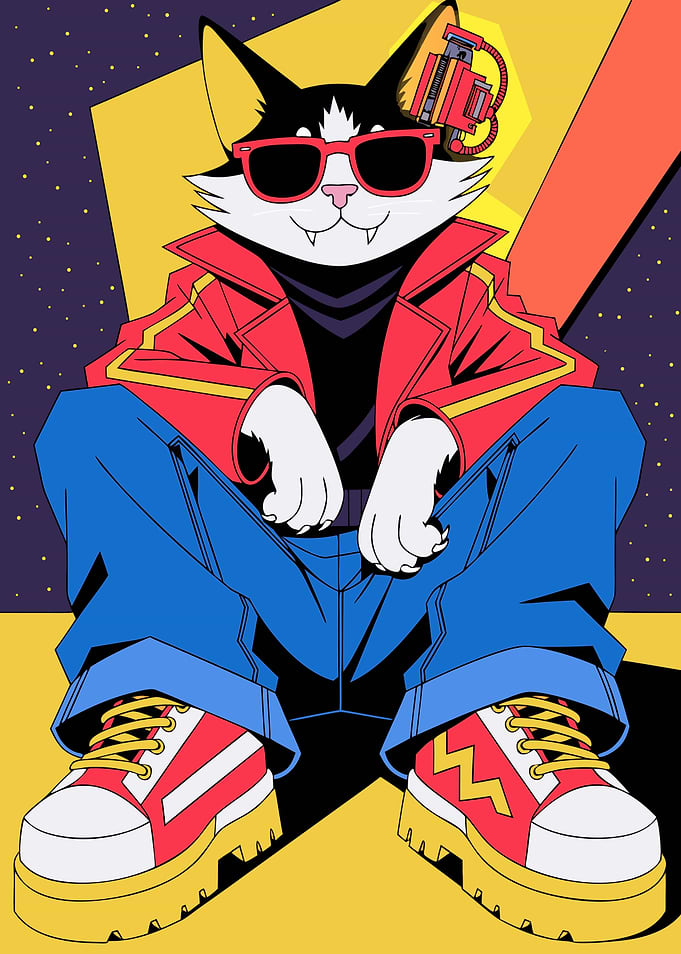 Cool Retro Cat in Streetwear