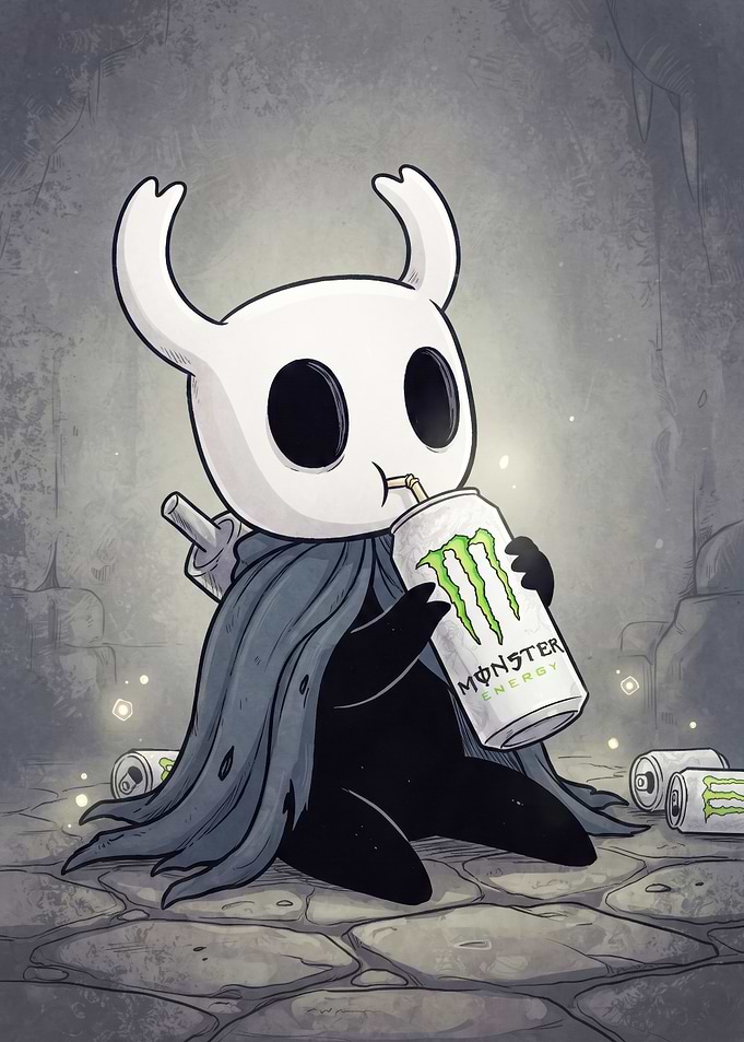 Hollow Knight Drinking Monster Energy