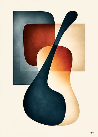 Japandi Organic Minimalism No. 02 – Abstract Guitar Silhouette Wall Art