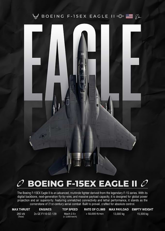 Boeing F-15EX Eagle II Technical Poster
