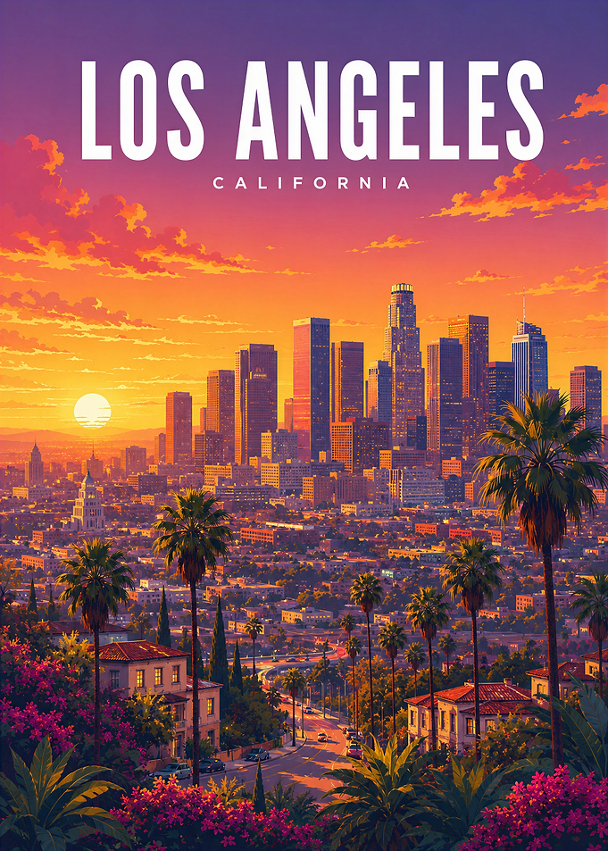 Los Angeles Sunset Cityscape Poster