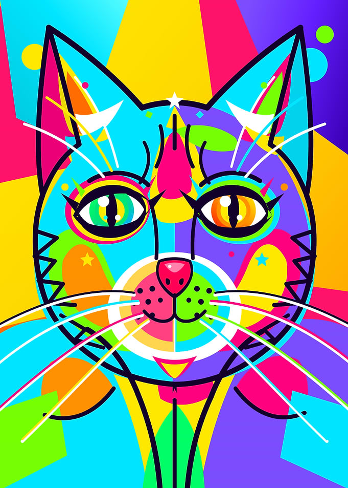 Colorful Pop Art Cat Portrait