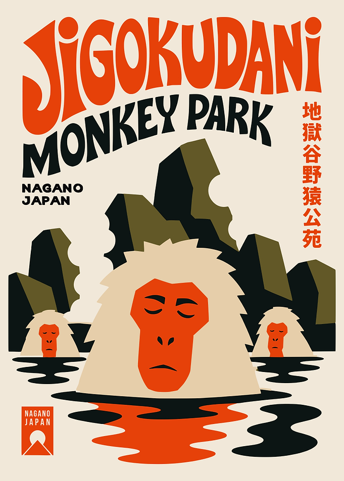 Jigokudani Monkey Park Travel Poster