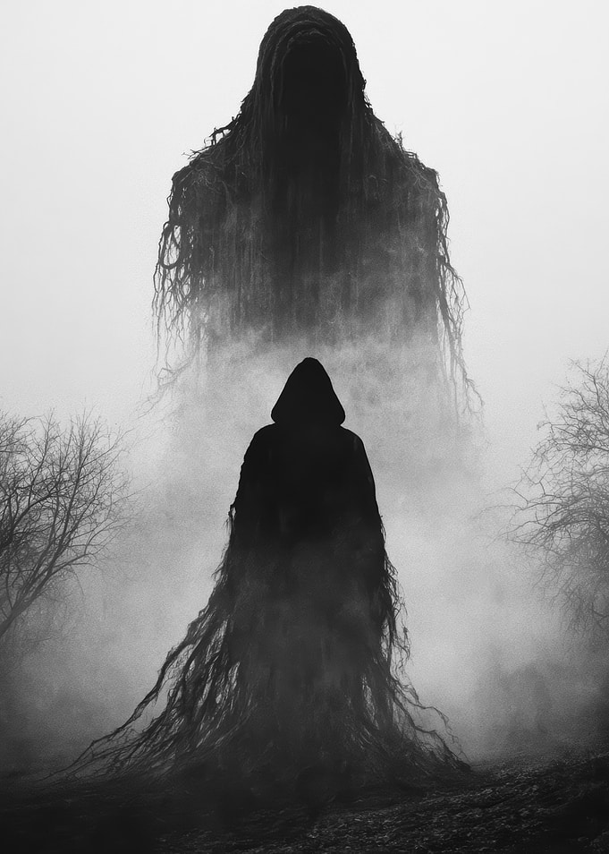 Dark Hooded Figure and Giant Specter