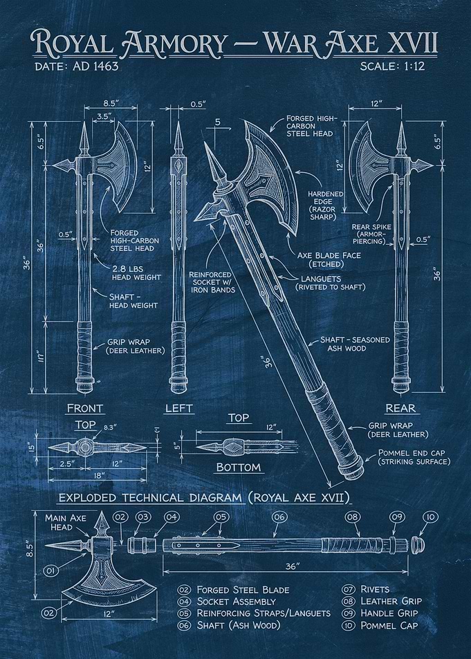 Royal Armory War Axe XVII Blueprint
