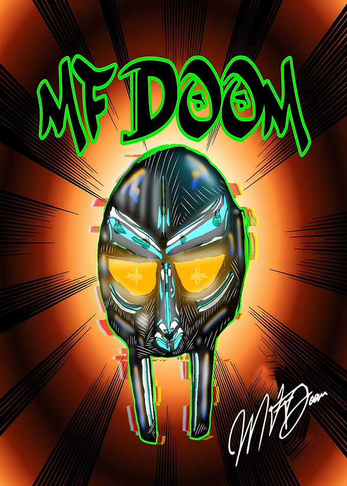 MF DOOM Mask Digital Art Poster