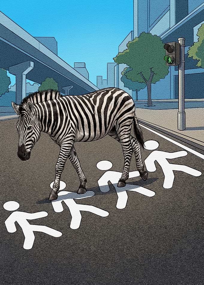Zebra Crossing the Street
