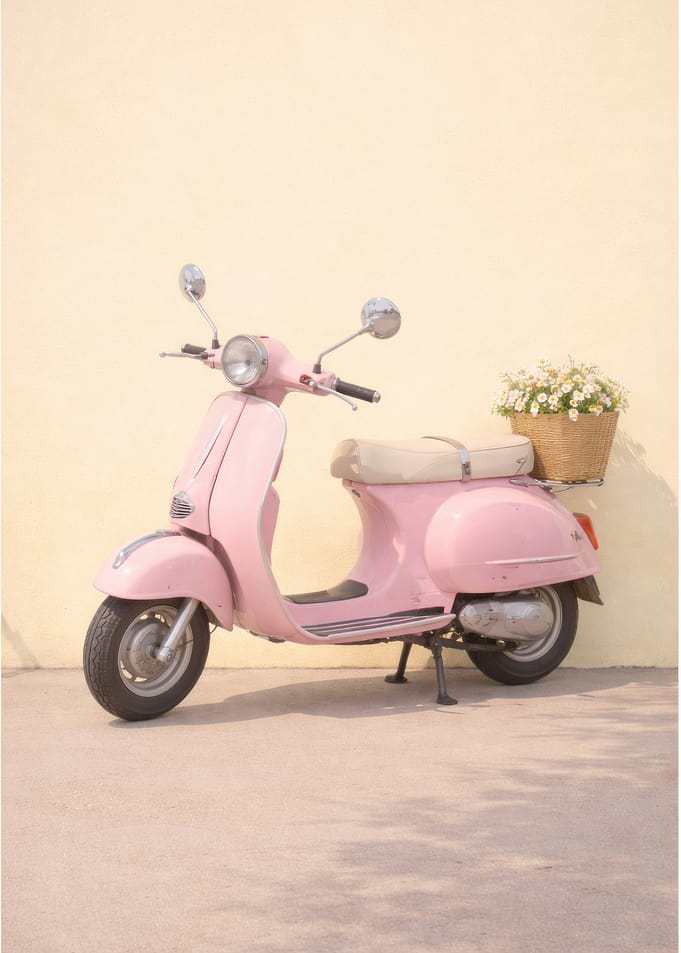 Pastel Pink Retro Vintage Scooter