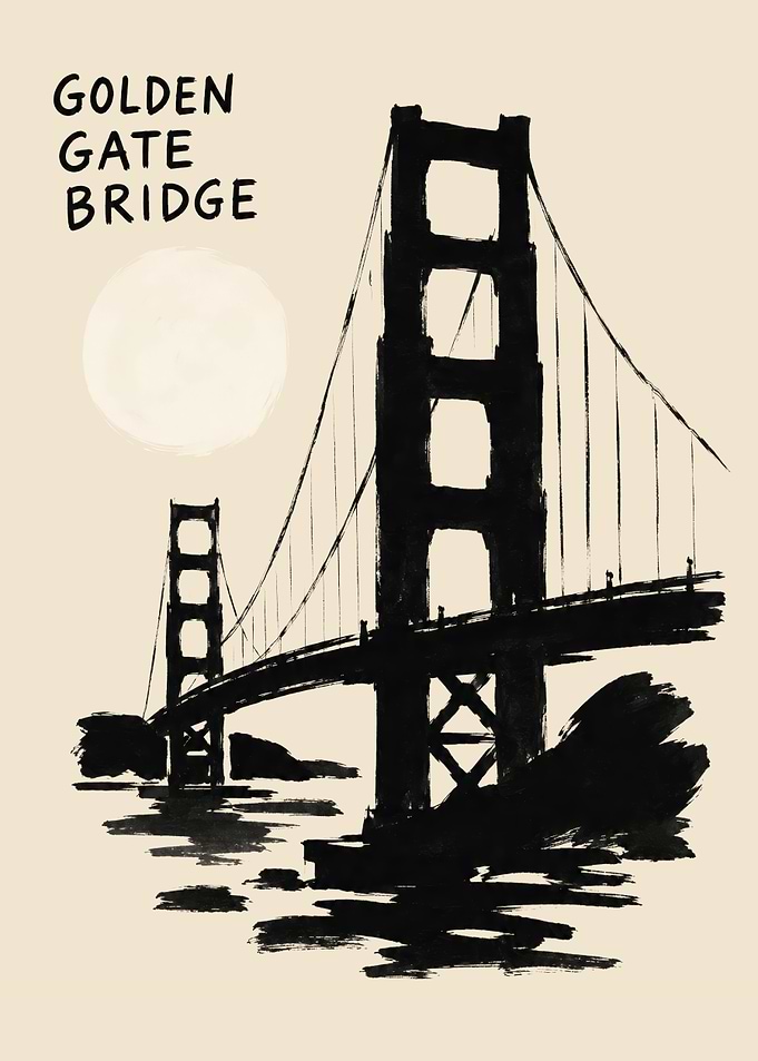 Golden Gate Bridge Ink Illustration