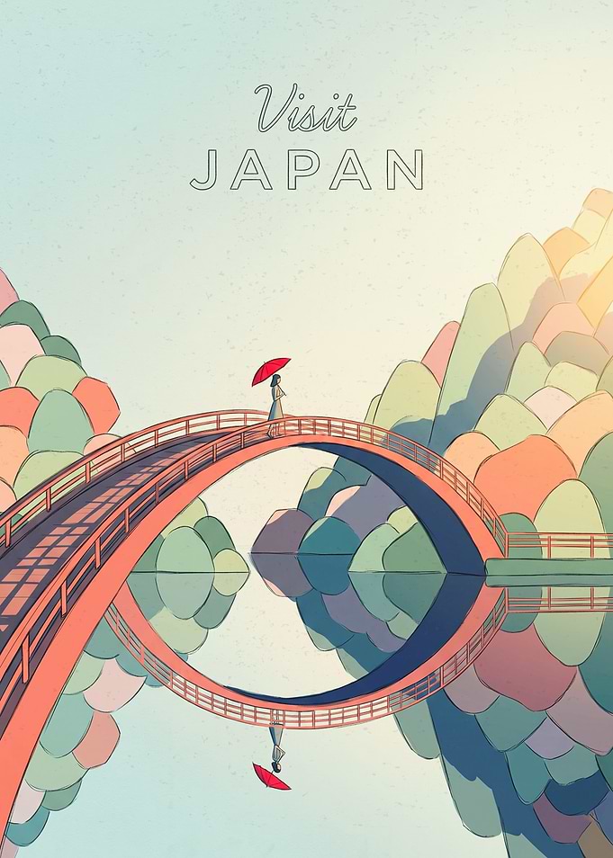 Visit Japan Travel Poster Illustration