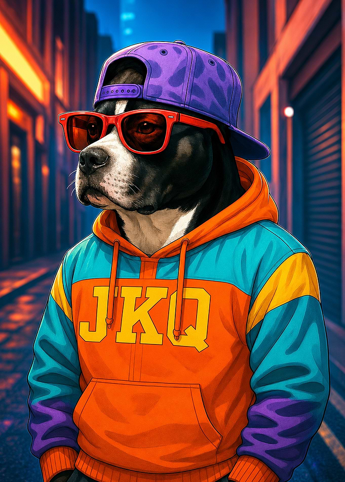 Cool Pitbull in Streetwear Hoodie
